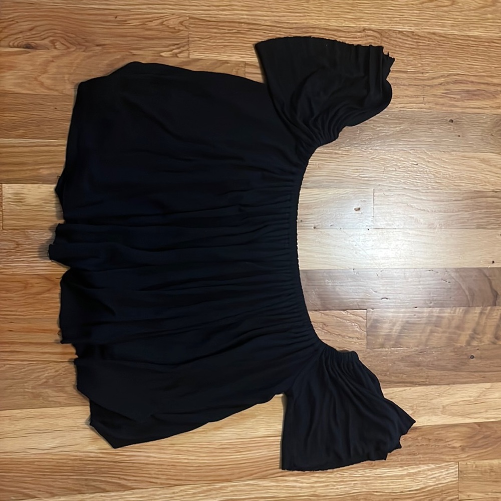 Black ruffled off the shoulder top